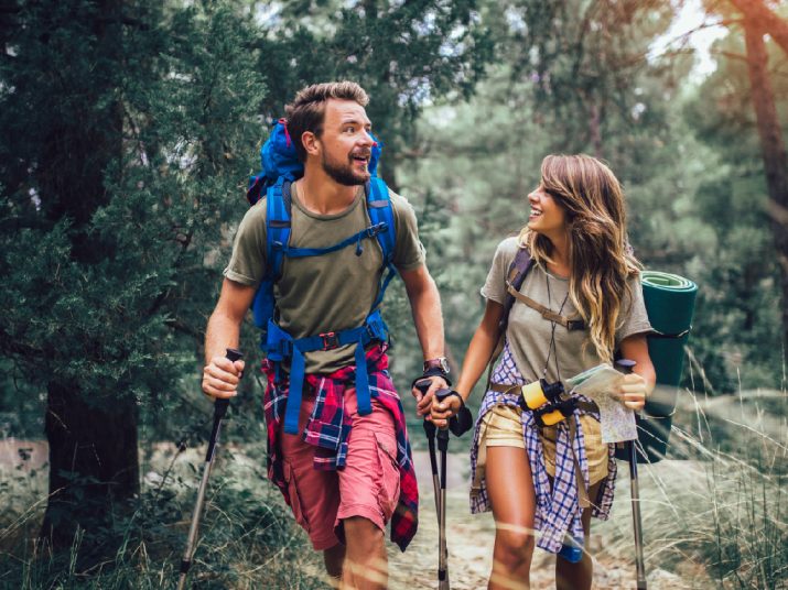 Couple doing romantic trek in mountain images