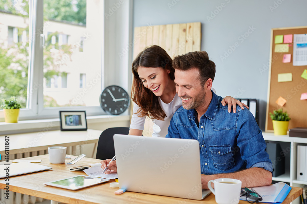 Romantic couples helping each other in work images